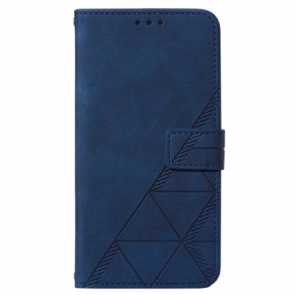 Capa Flip Para Samsung Galaxy A14 / A14 5G Triângulos Com Cordão