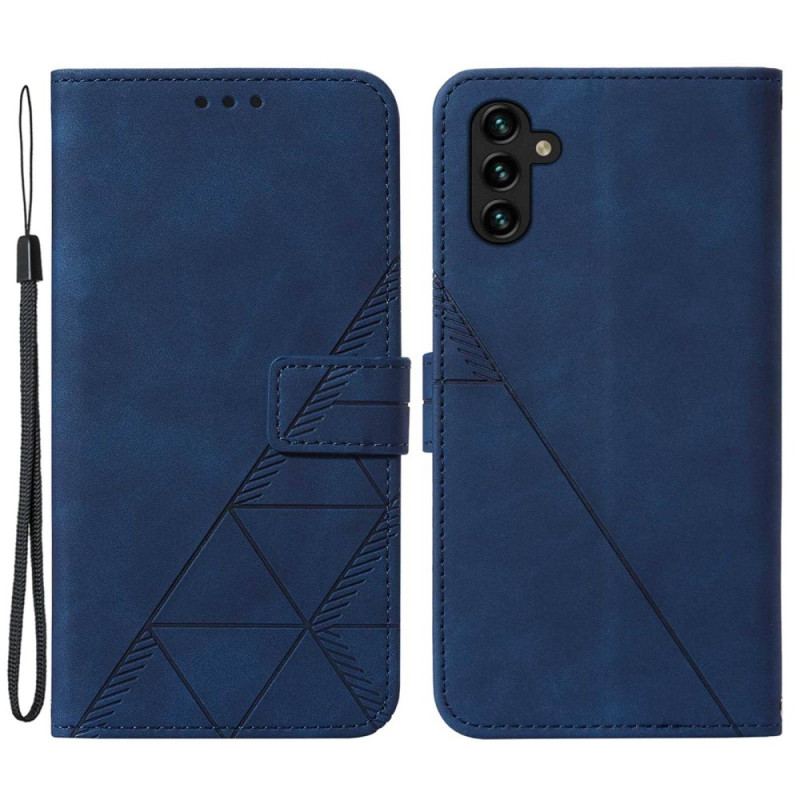 Capa Flip Para Samsung Galaxy A14 / A14 5G Triângulos Com Cordão