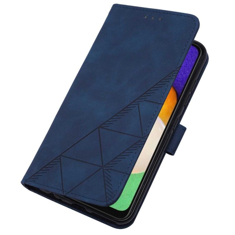 Capa Flip Para Samsung Galaxy A14 / A14 5G Triângulos Com Cordão