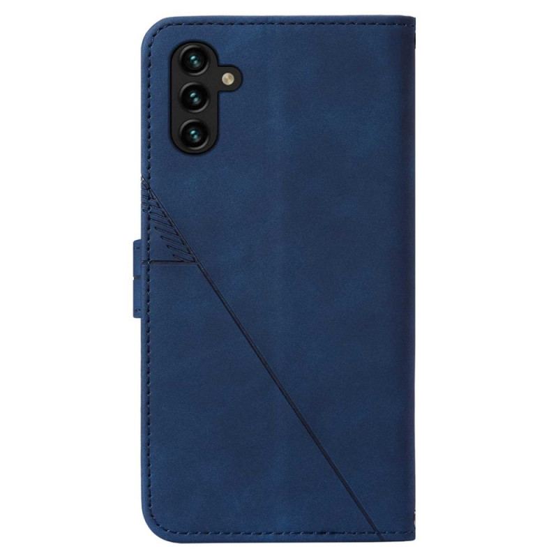 Capa Flip Para Samsung Galaxy A14 / A14 5G Triângulos Com Cordão