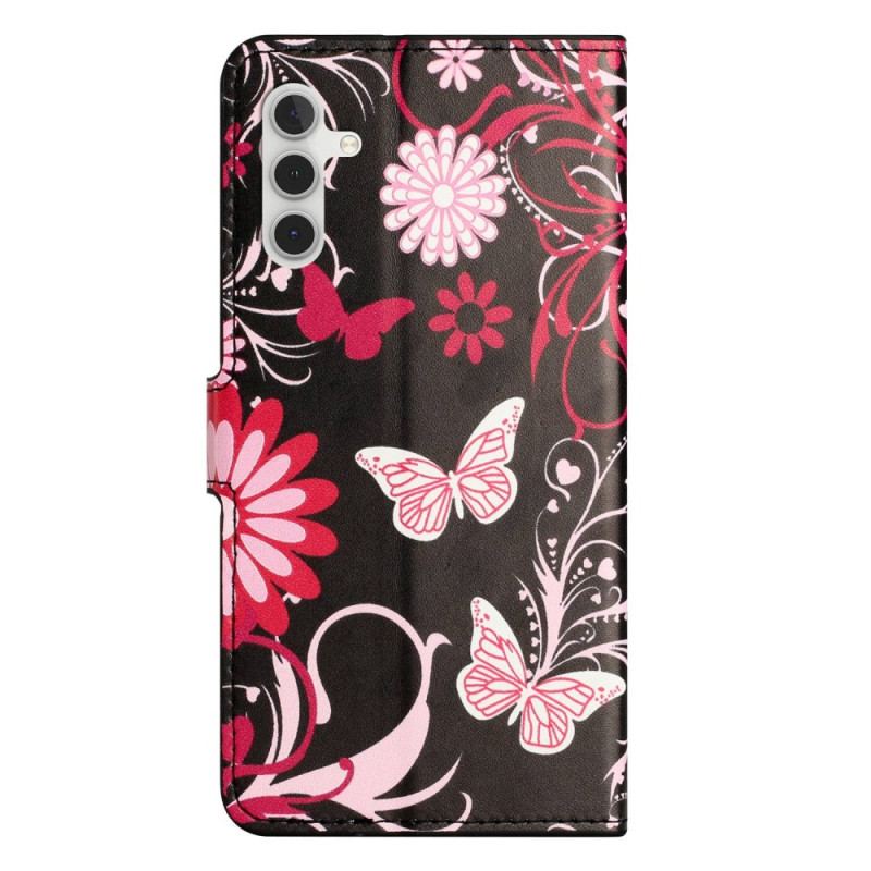 Capa Folio Para Samsung Galaxy A14 / A14 5G Borboletas