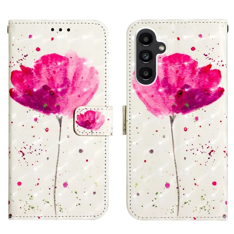 Capa Capa Folio Para Samsung Galaxy A14 / A14 5G De Cordão Strap Poppy