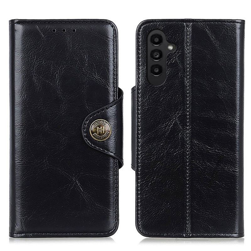 Capa Folio Para Samsung Galaxy A14 / A14 5G Couro Envernizado Sintético Com Botão