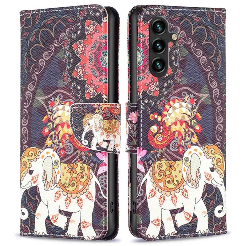 Capa Folio Para Samsung Galaxy A14 / A14 5G Elefante Tribal