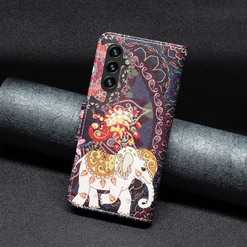 Capa Folio Para Samsung Galaxy A14 / A14 5G Elefante Tribal