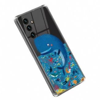 Capa Para Samsung Galaxy A14 / A14 5G Baleia Colorida Transparente