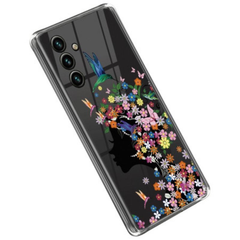 Capa Para Samsung Galaxy A14 / A14 5G Cabeça De Flor Transparente