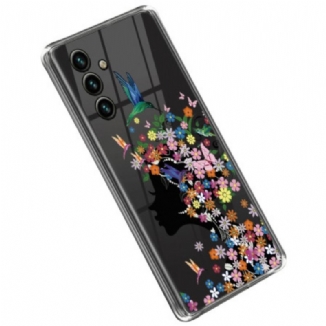 Capa Para Samsung Galaxy A14 / A14 5G Cabeça De Flor Transparente