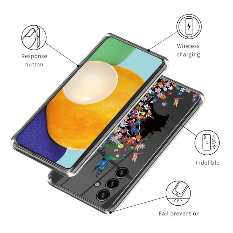 Capa Para Samsung Galaxy A14 / A14 5G Cabeça De Flor Transparente