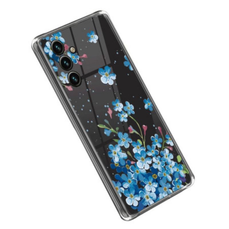 Capa Para Samsung Galaxy A14 / A14 5G Flores Azuis Sem Costura