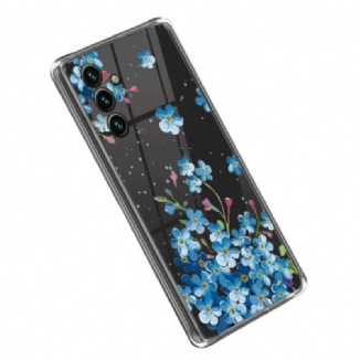 Capa Para Samsung Galaxy A14 / A14 5G Flores Azuis Sem Costura