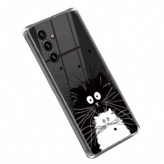 Capa Para Samsung Galaxy A14 / A14 5G Gato Branco Transparente Gato Preto