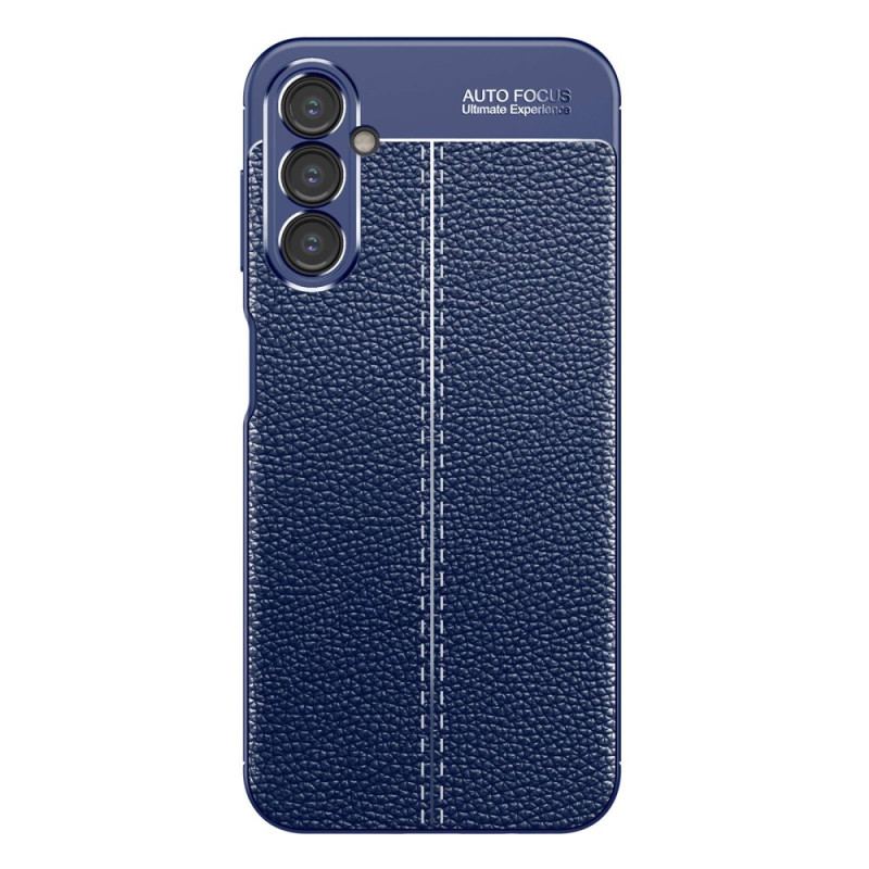 Capa Para Samsung Galaxy A14 / A14 5G Linha Dupla Efeito Couro Litchi