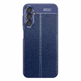 Capa Para Samsung Galaxy A14 / A14 5G Linha Dupla Efeito Couro Litchi