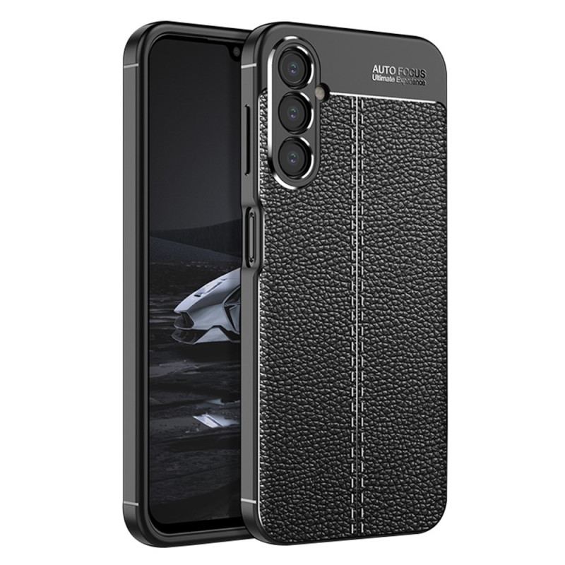 Capa Para Samsung Galaxy A14 / A14 5G Linha Dupla Efeito Couro Litchi