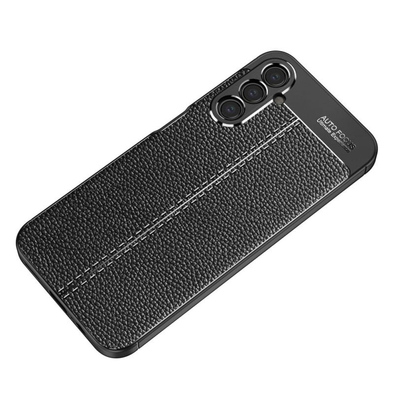 Capa Para Samsung Galaxy A14 / A14 5G Linha Dupla Efeito Couro Litchi