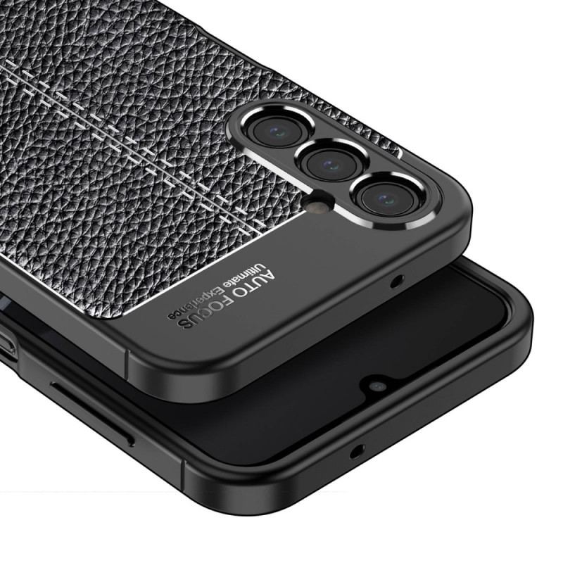 Capa Para Samsung Galaxy A14 / A14 5G Linha Dupla Efeito Couro Litchi