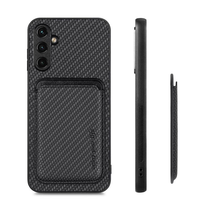 Capa Para Samsung Galaxy A14 / A14 5G Titular De Cartão Destacável De Fibra De Carbono