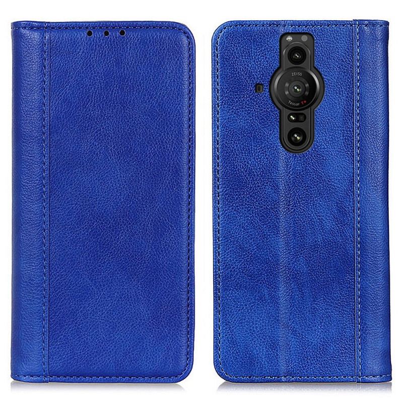 Capa De Celular Para Sony Xperia Pro-I Flip Couro Litchi Elegance Dividido