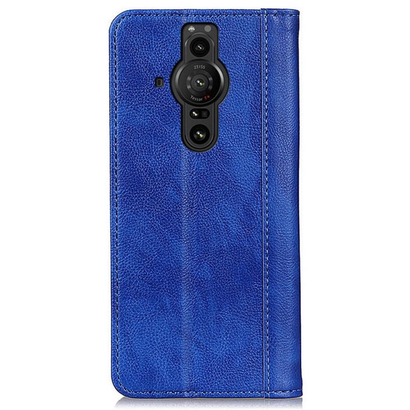 Capa De Celular Para Sony Xperia Pro-I Flip Couro Litchi Elegance Dividido