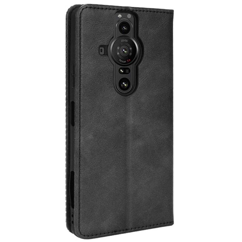 Capa De Celular Para Sony Xperia Pro-I Flip Efeito Couro Vintage Estilizado