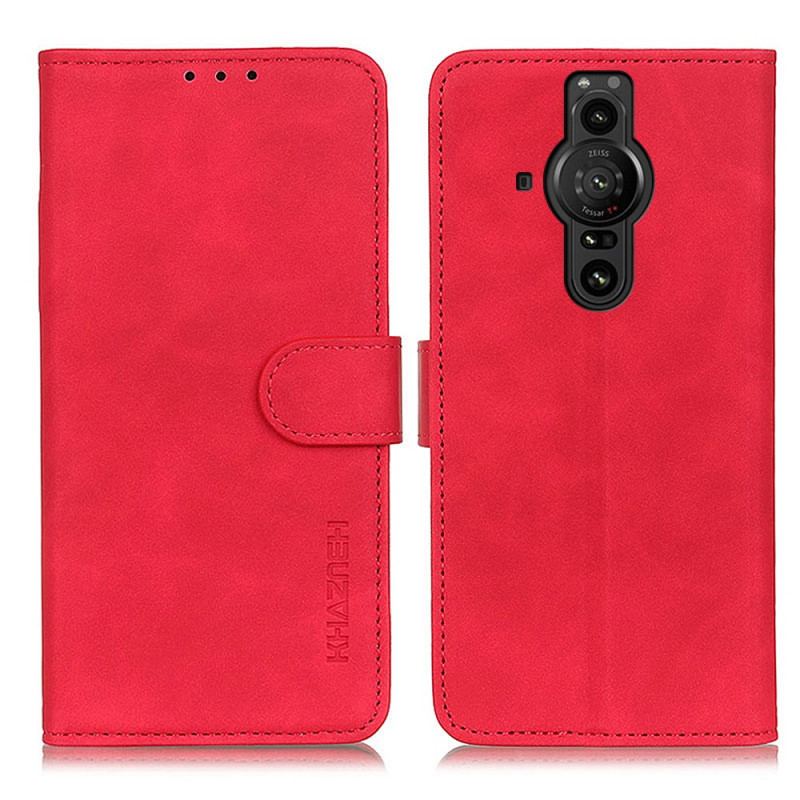 Capa De Couro Para Sony Xperia Pro-I Efeito Couro Vintage Khazneh