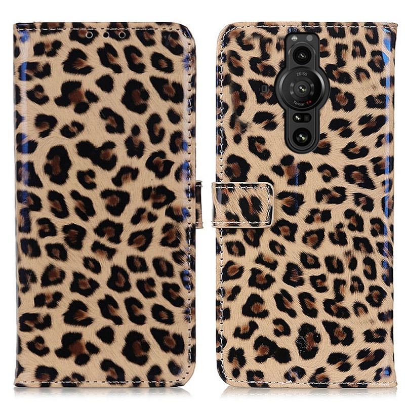 Capa De Couro Para Sony Xperia Pro-I Leopardo