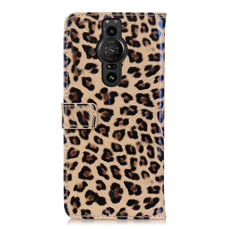 Capa De Couro Para Sony Xperia Pro-I Leopardo