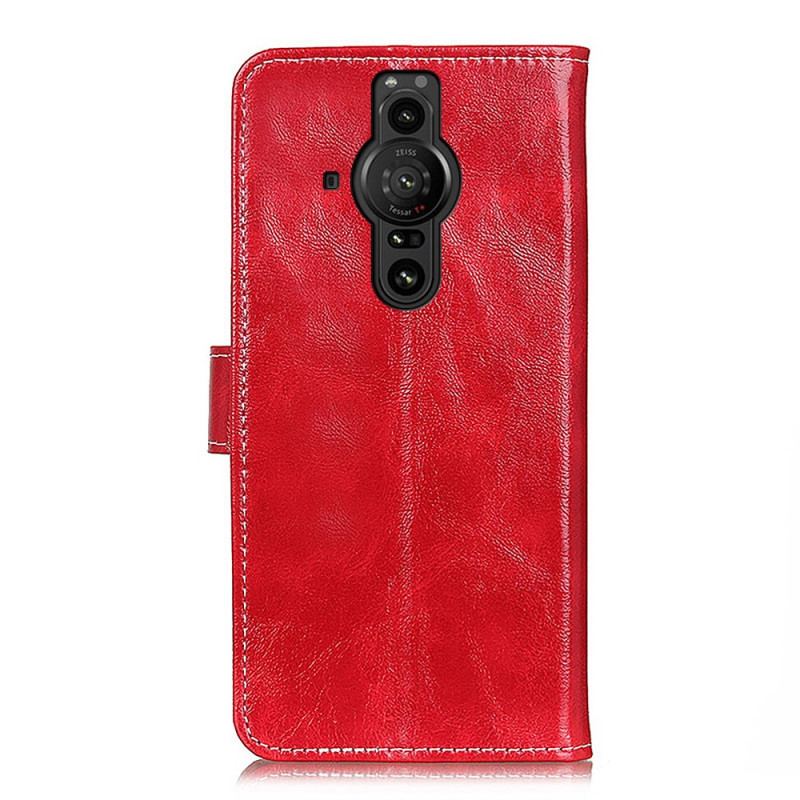 Capa Flip Para Sony Xperia Pro-I Costuras Brilhantes E Expostas