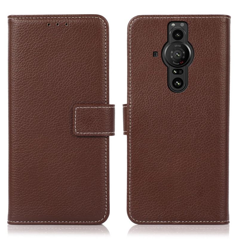 Capa Flip Para Sony Xperia Pro-I Costuras Expostas De Lichia