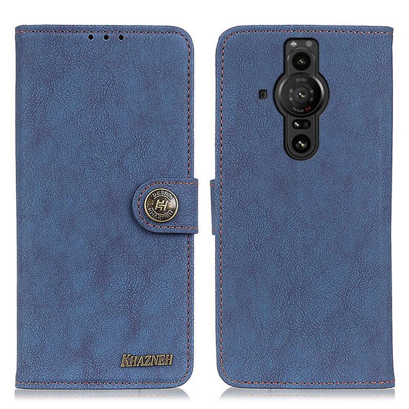 Capa Flip Para Sony Xperia Pro-I Couro Dividido Retrô Khazneh