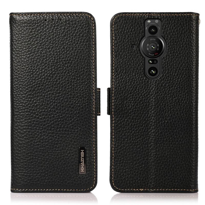 Capa Flip Para Sony Xperia Pro-I Couro De Lichia Khazneh Rfid