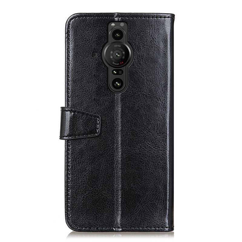 Capa Flip Para Sony Xperia Pro-I Efeito Couro Brilhante Simples