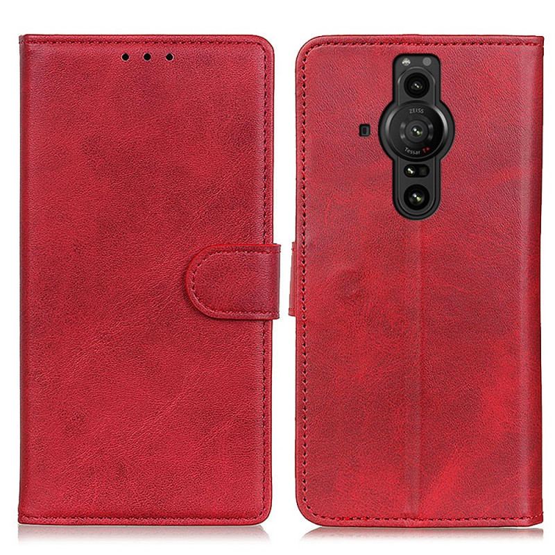 Capa Flip Para Sony Xperia Pro-I Efeito De Couro Fosco Retrô