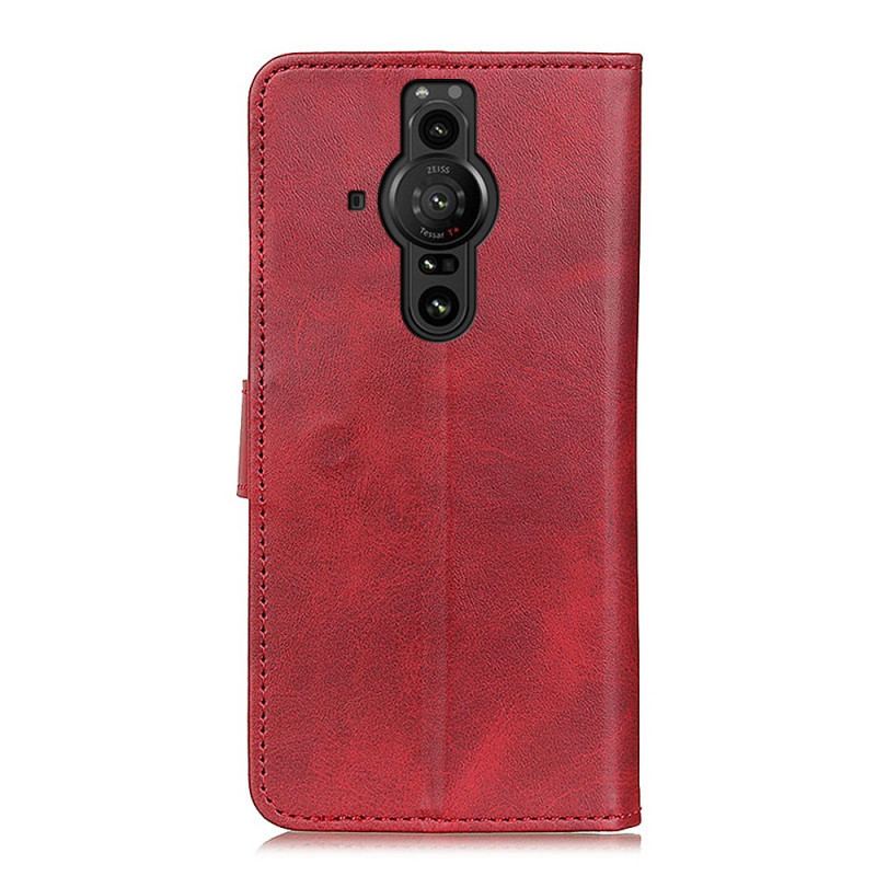 Capa Flip Para Sony Xperia Pro-I Efeito De Couro Fosco Retrô