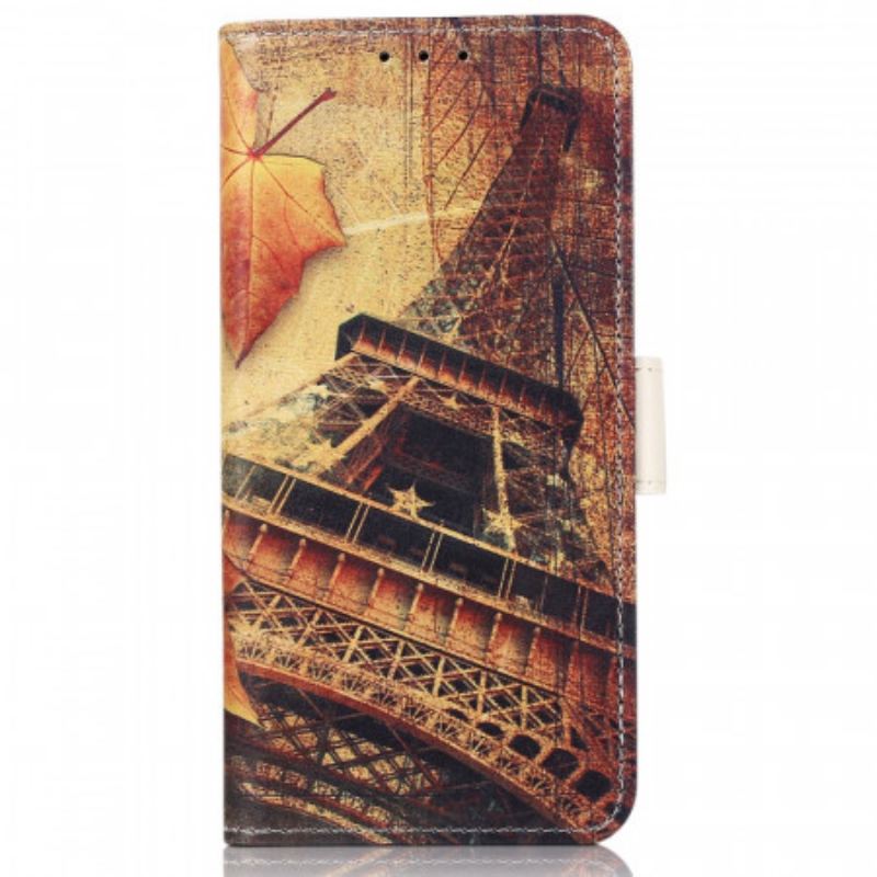 Capa Flip Para Sony Xperia Pro-I Torre Eiffel No Outono