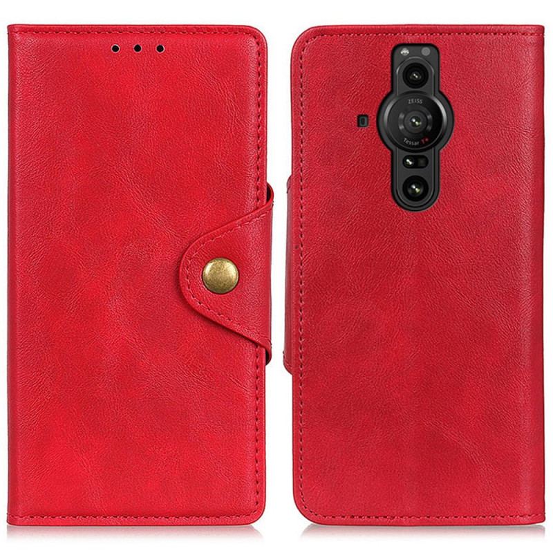 Capa Folio Para Sony Xperia Pro-I Botão Decorativo De Couro Sintético