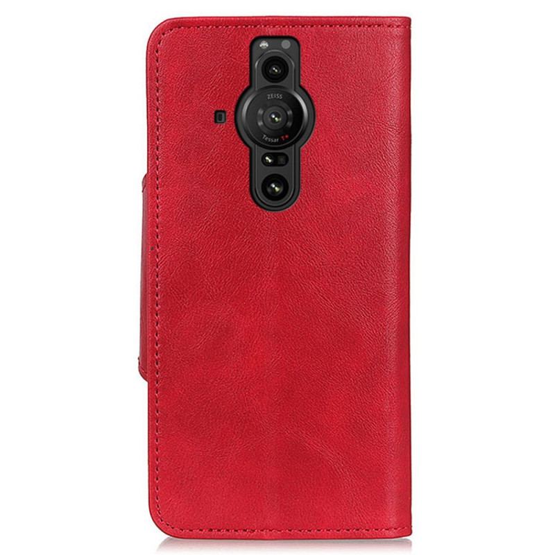 Capa Folio Para Sony Xperia Pro-I Botão Decorativo De Couro Sintético