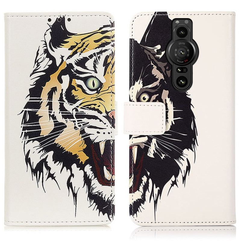 Capa Folio Para Sony Xperia Pro-I Tigre Feroz