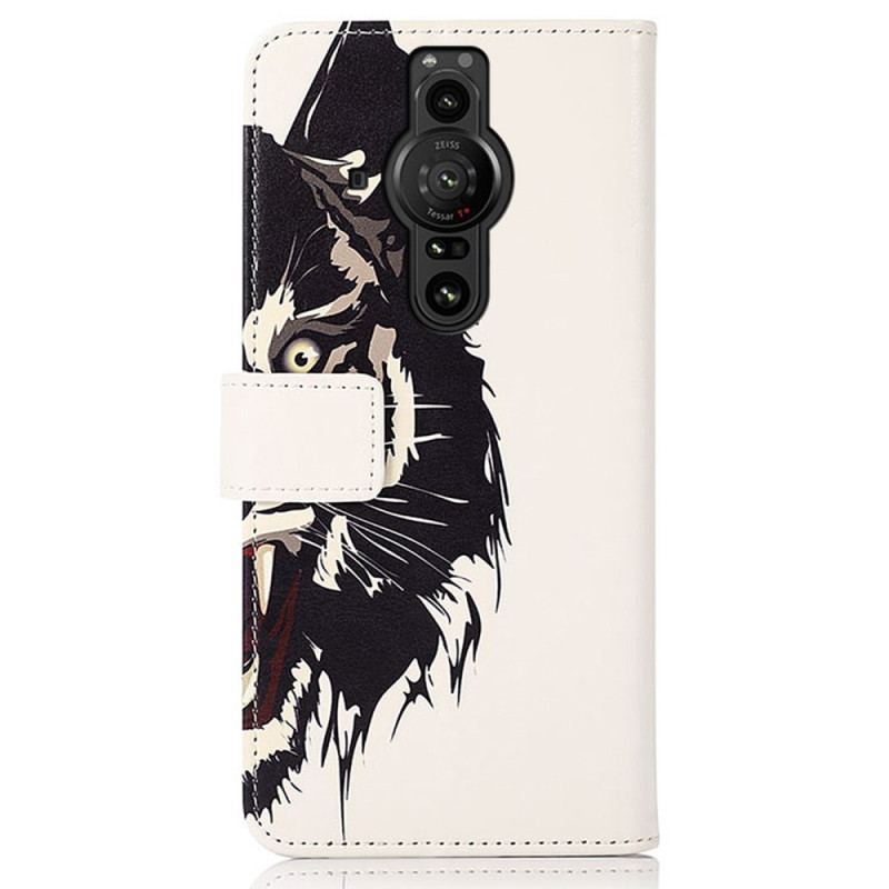 Capa Folio Para Sony Xperia Pro-I Tigre Feroz