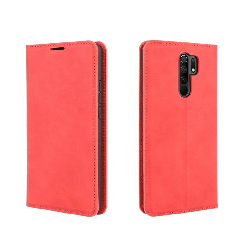 Capa De Celular Para Xiaomi Redmi 9 Flip Efeito Couro Macio