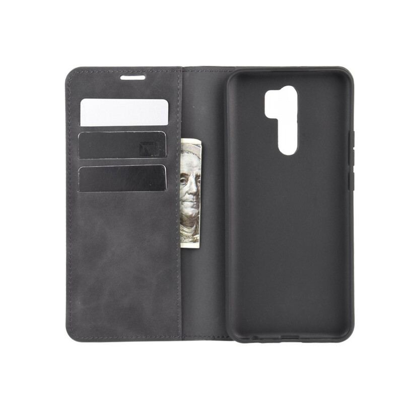 Capa De Celular Para Xiaomi Redmi 9 Flip Efeito Couro Macio