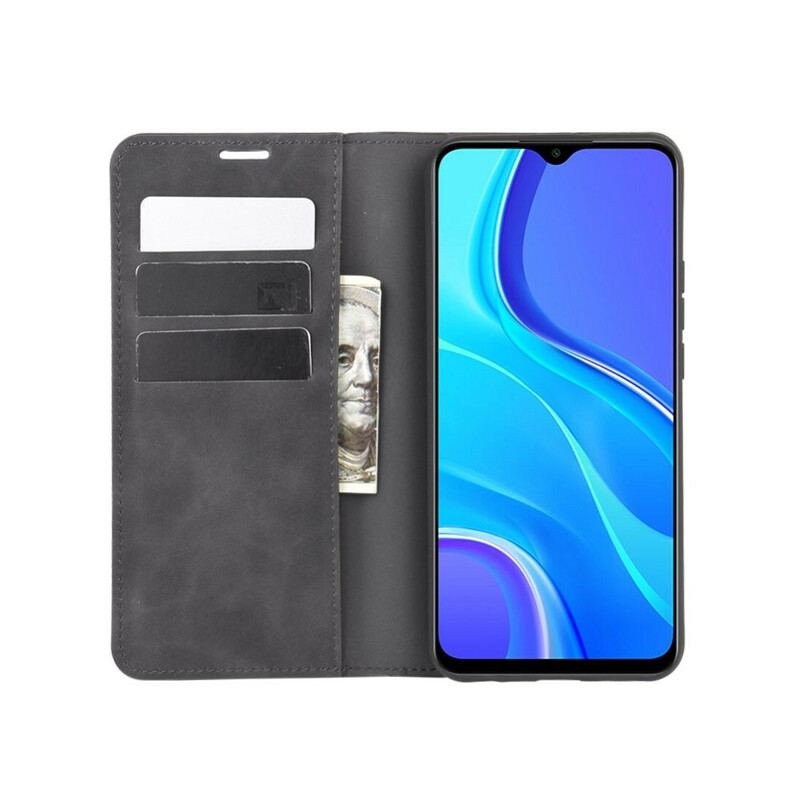 Capa De Celular Para Xiaomi Redmi 9 Flip Efeito Couro Macio