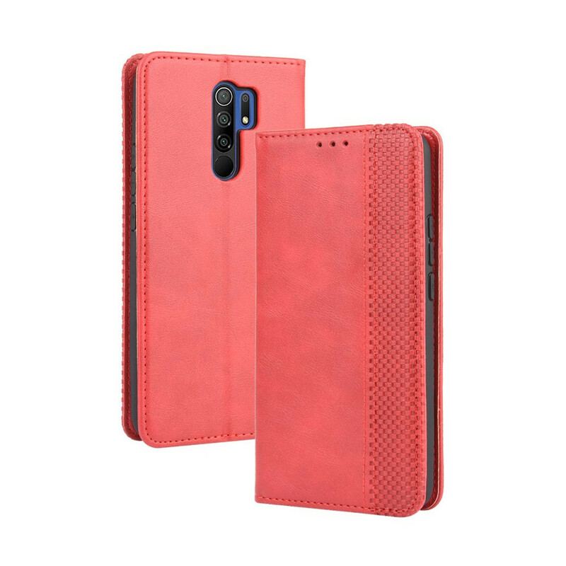 Capa De Celular Para Xiaomi Redmi 9 Flip Efeito Couro Vintage Estilizado