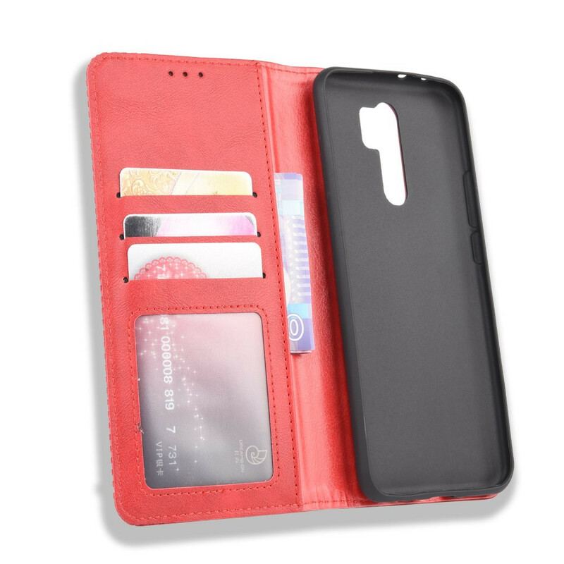 Capa De Celular Para Xiaomi Redmi 9 Flip Efeito Couro Vintage Estilizado