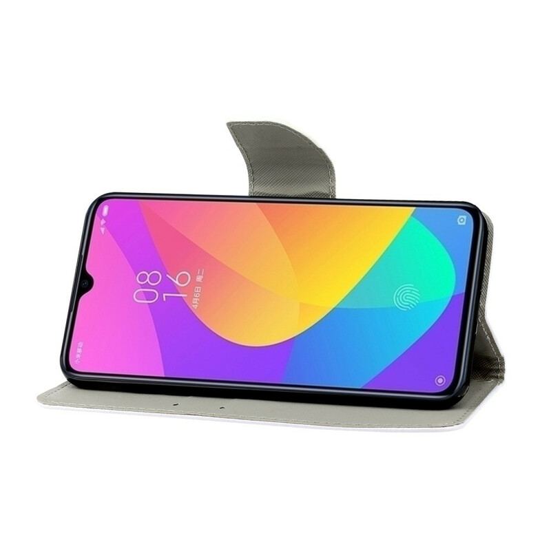 Capa De Couro Para Xiaomi Redmi 9 De Cordão Flores Coloridas Com Tiras