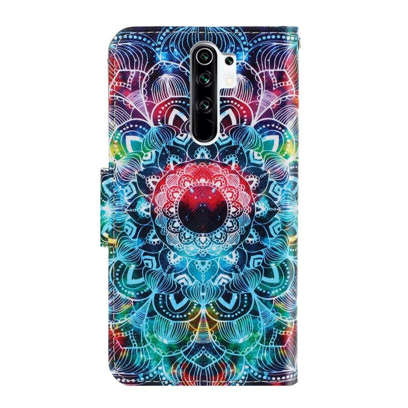 Capa De Couro Para Xiaomi Redmi 9 De Cordão Mandala De Tiras Chamativas