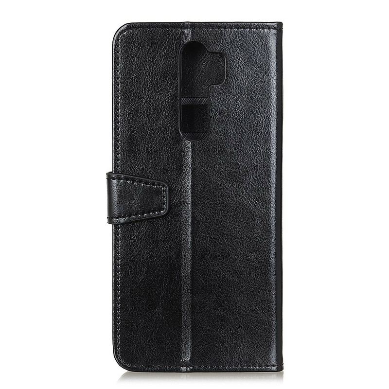 Capa De Couro Para Xiaomi Redmi 9 Efeito Couro Brilhante Simples