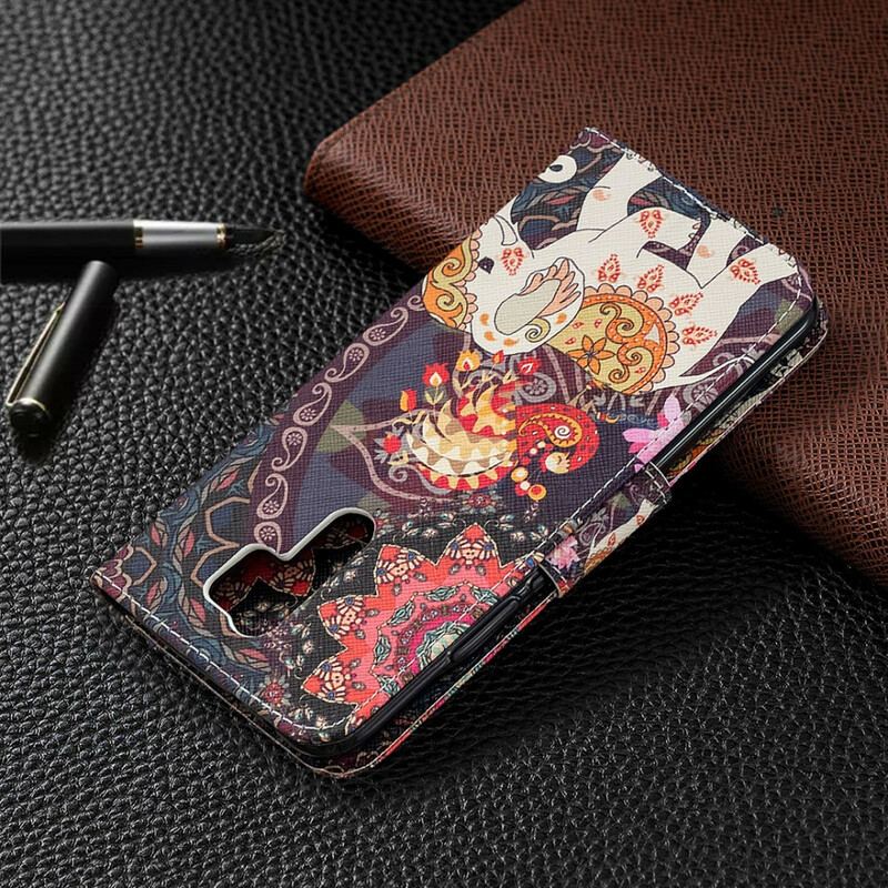 Capa De Couro Para Xiaomi Redmi 9 Elefantes Indianos