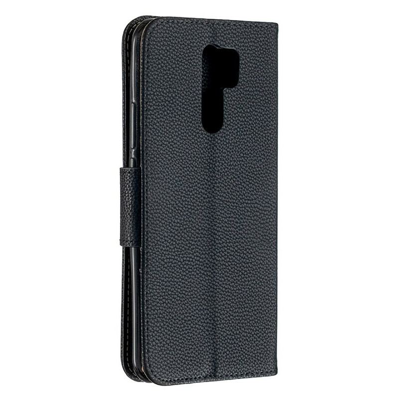 Capa De Couro Para Xiaomi Redmi 9 Flip Lichia Rabat Oblíqua